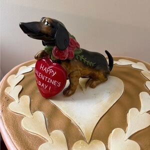Blue Sky Happy Valentine’s Day Ceramic Dachshund with Heart